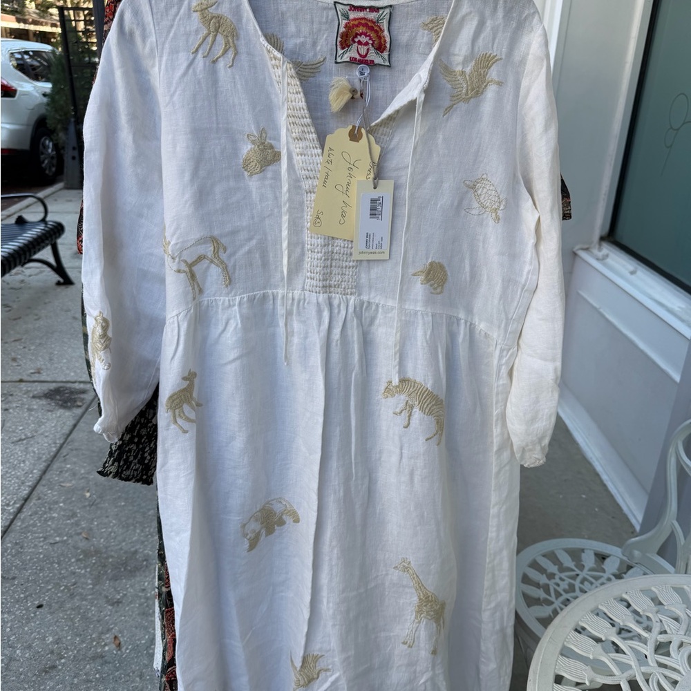 Johnny Was Linen Embroidered Dress Retails $355 S